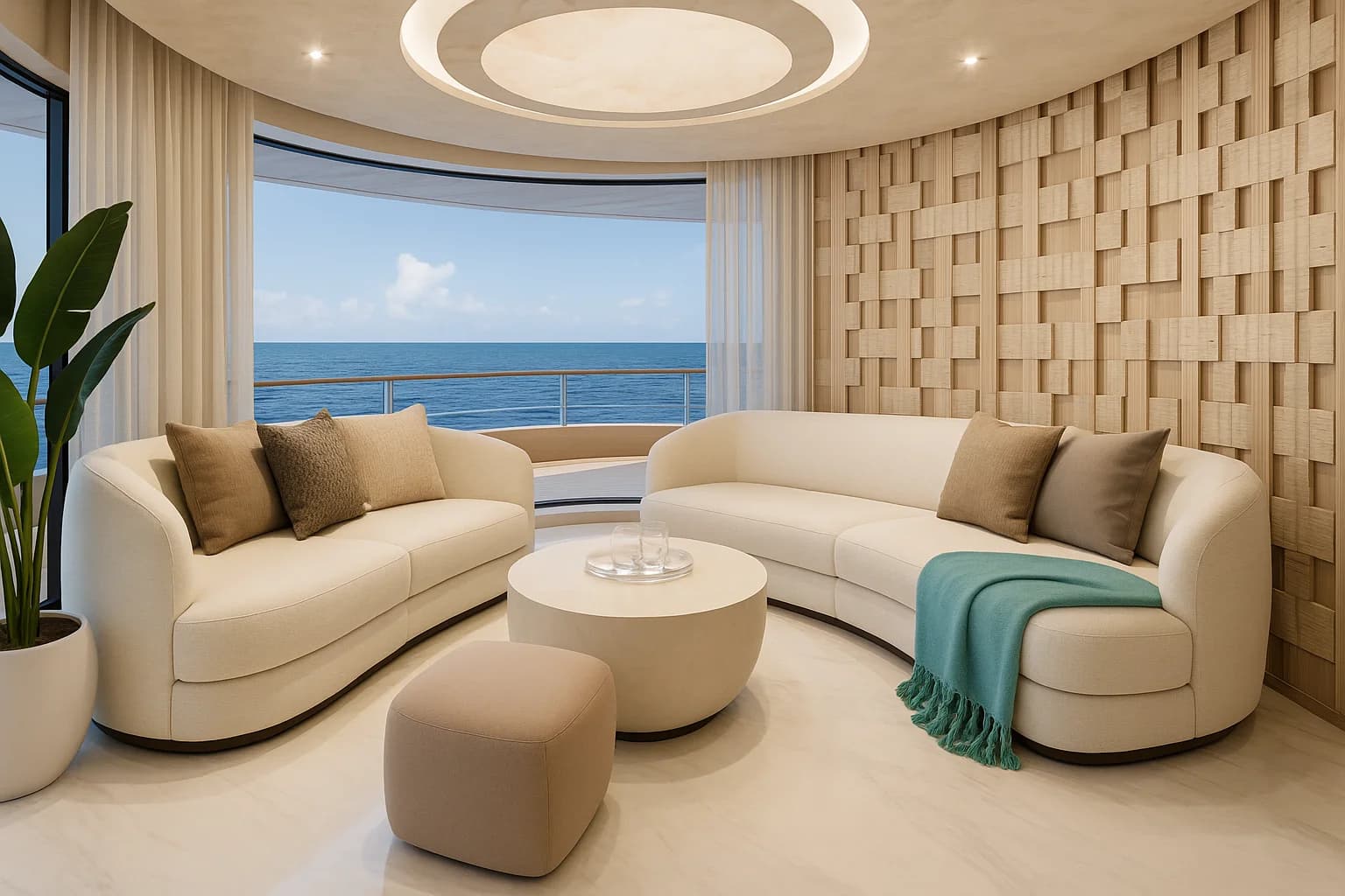 A Lounge Area Inside A Superyacht